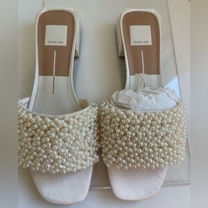 DOLCE VITA Halie LOW HEEL slide sandal with vanilla pearls